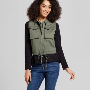 A New Day Crop Utility Vest Olive Green Size Medium